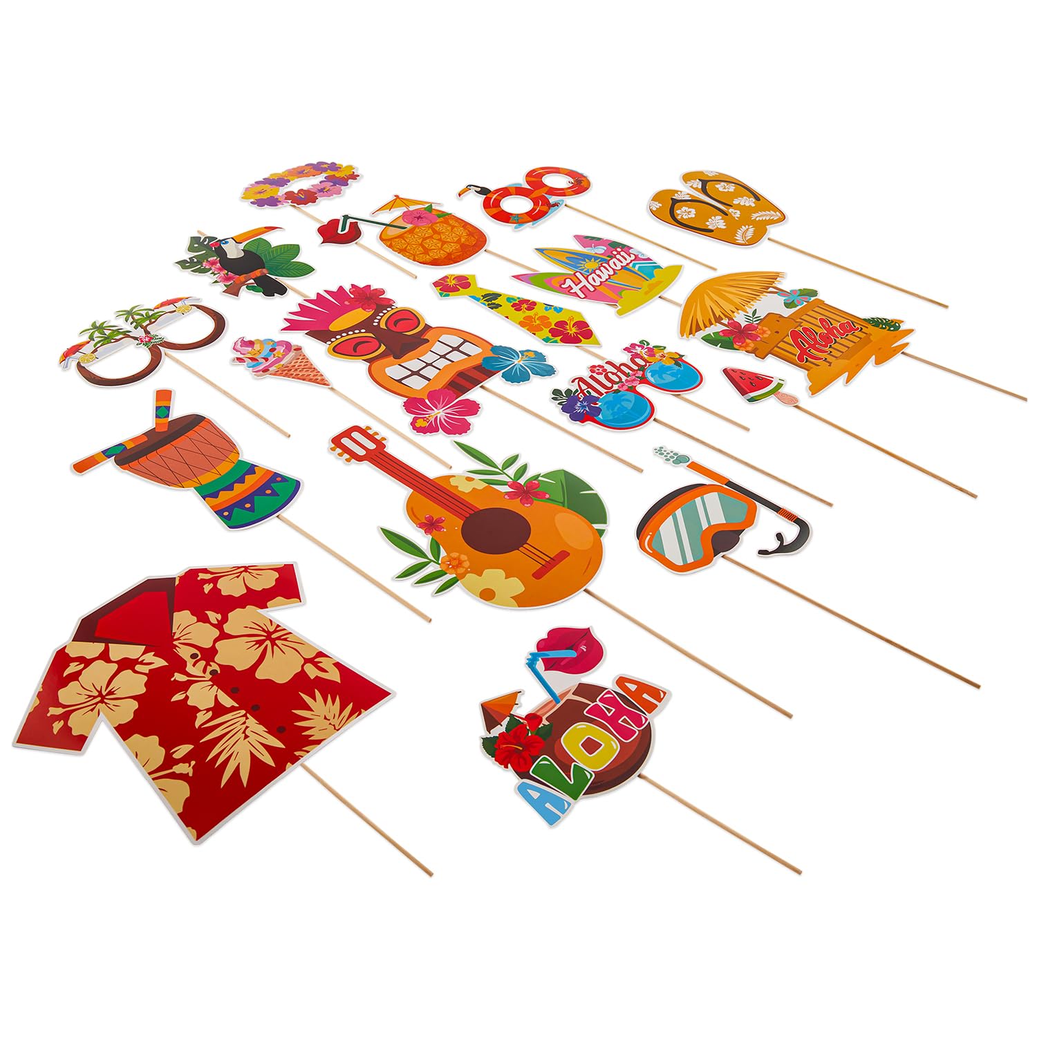 Accesorios Para Fotomatón Zink Luau Party, 30 Unidades, Estilo Hawaiano Tropical - Venta Internacional.