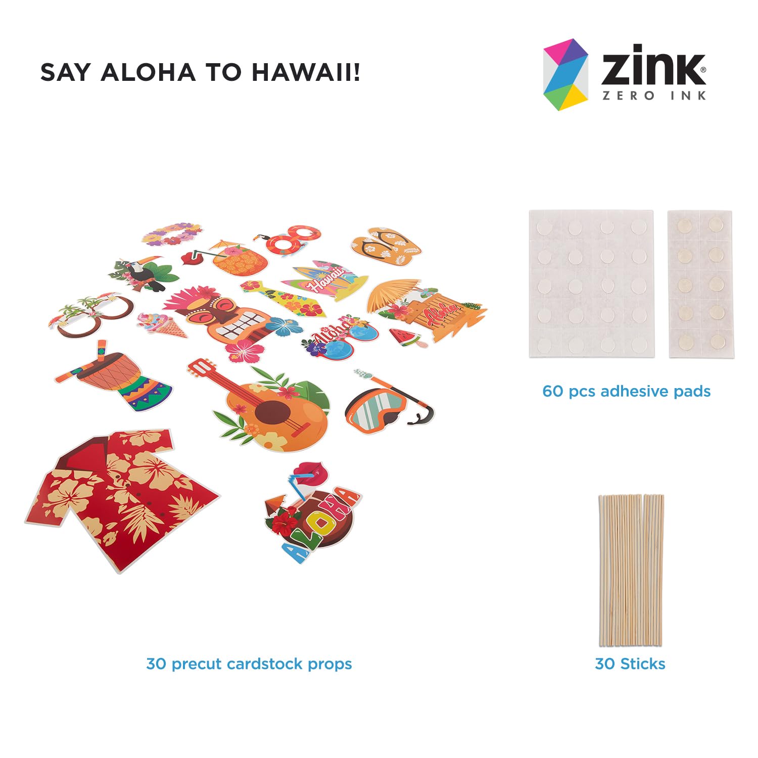 Foto 2 | Accesorios Para Fotomatón Zink Luau Party, 30 Unidades, Estilo Hawaiano Tropical - Venta Internacional.