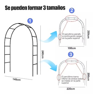 Foto 3 | Arco De Boda Decoracion Plantas Fiesta Metal Con Base 2.4 M Negro