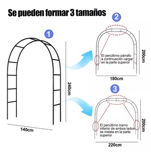 Foto 3 | Arco De Boda Decoracion Plantas Fiesta Metal Con Base 2.4 M Negro