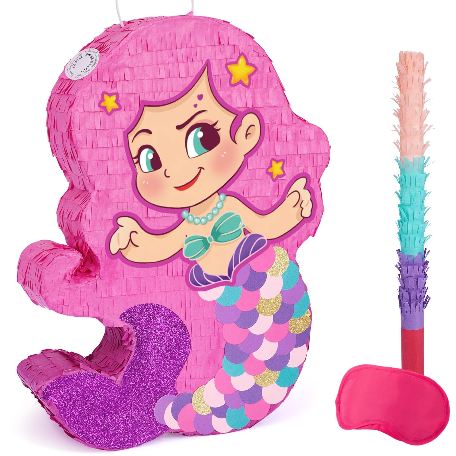 Piñata Wernnsai Sirena Para Fiesta De Cumpleaños Para Niñas, 40 X 31 Cm - Venta Internacional.