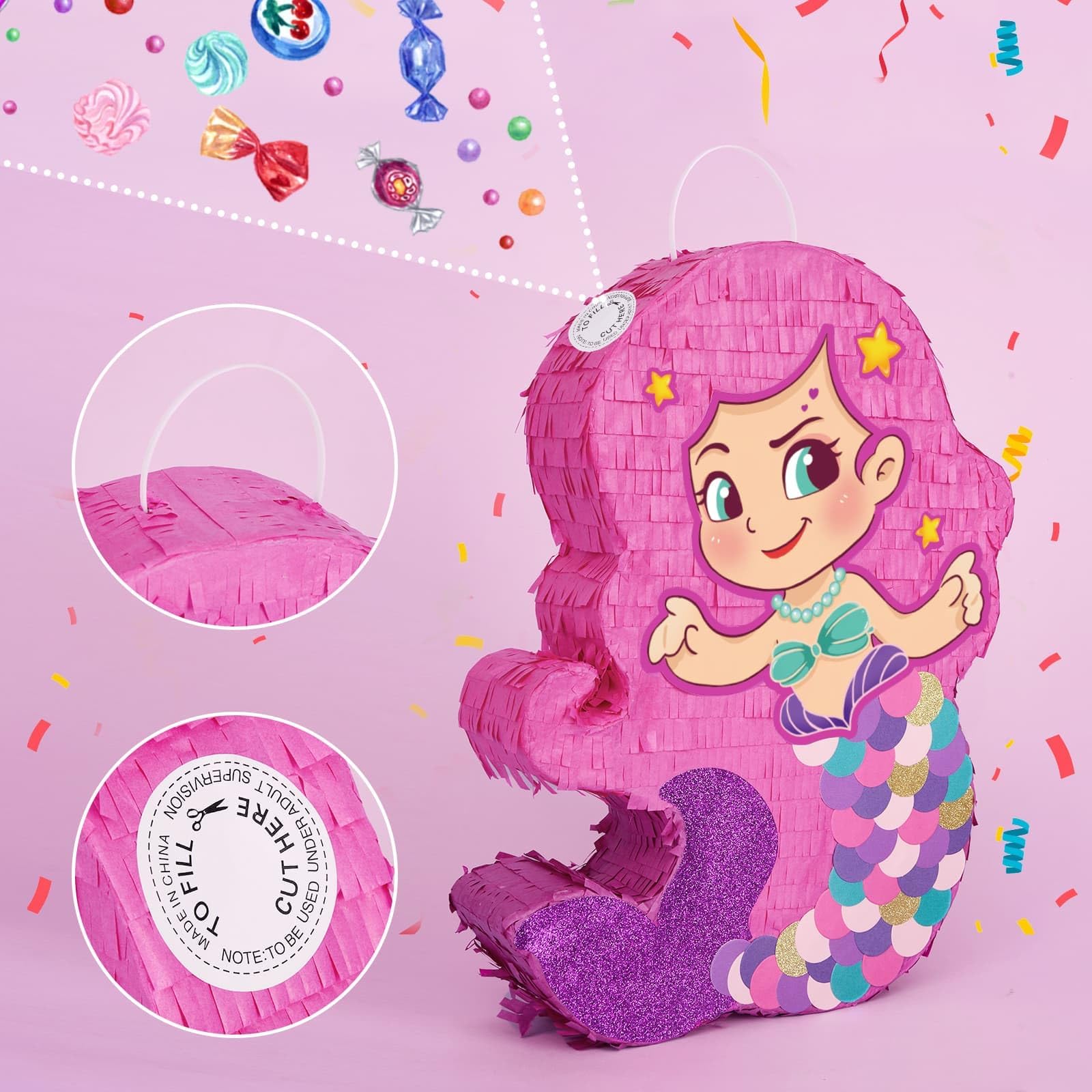Foto 5 pulgar | Piñata Wernnsai Sirena Para Fiesta De Cumpleaños Para Niñas, 40 X 31 Cm - Venta Internacional.