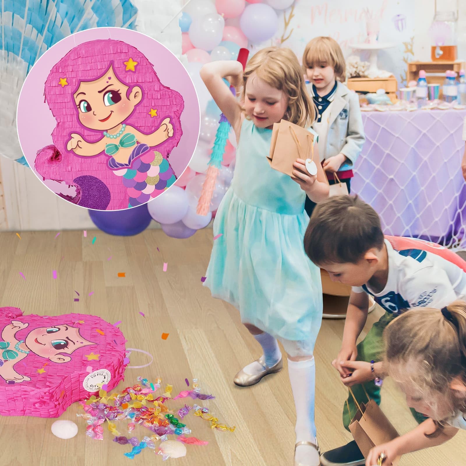 Foto 8 pulgar | Piñata Wernnsai Sirena Para Fiesta De Cumpleaños Para Niñas, 40 X 31 Cm - Venta Internacional.
