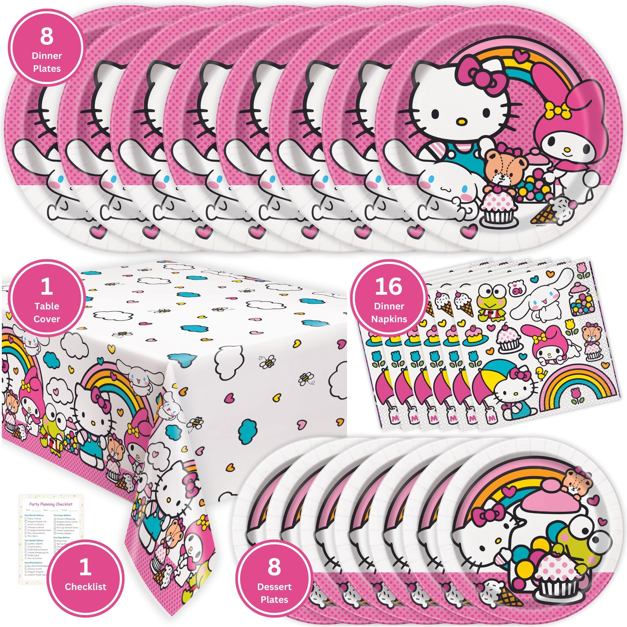 Foto 3 pulgar | Artículos De Fiesta Únicos Para Cumpleaños De Hello Kitty, Para 8 Personas - Venta Internacional.
