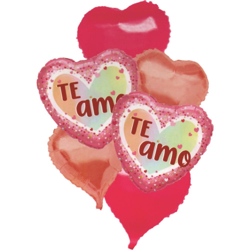 Globos Metalizados Corazones Te Amo Tipo Confeti 5 Piezas