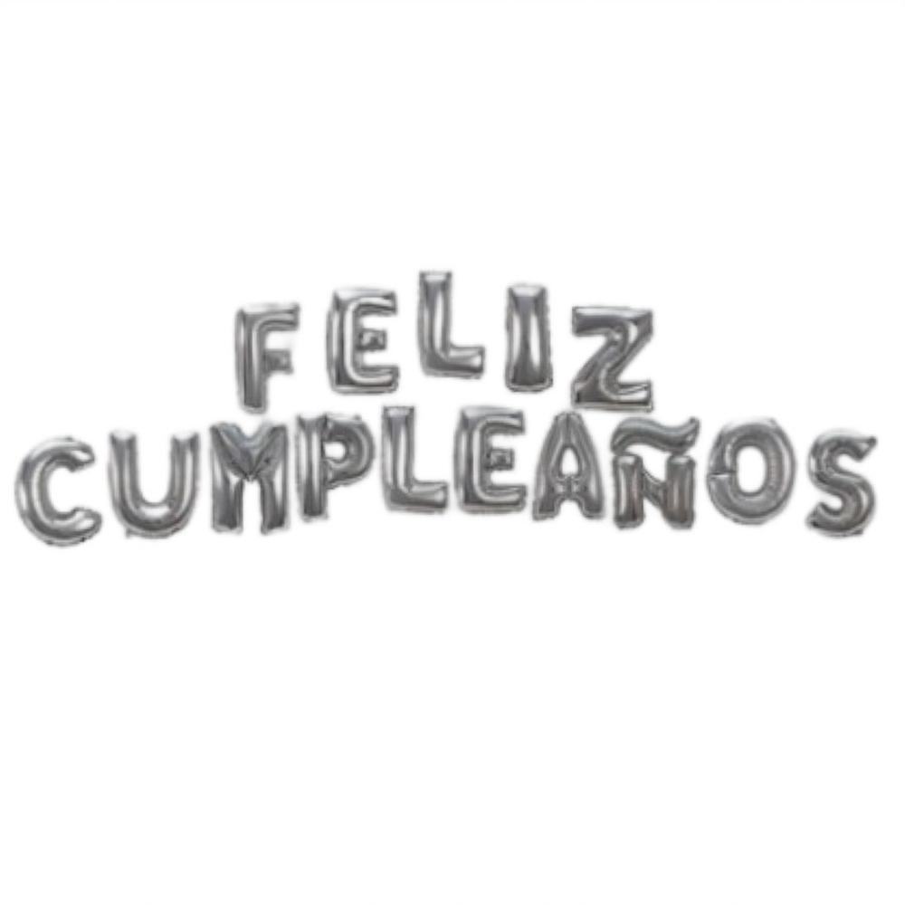 Globos de Letras Plateadas "Feliz Cumpleaños"