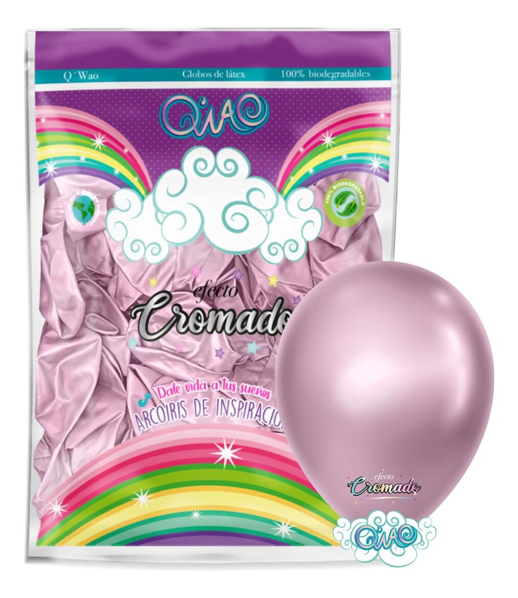 50 Globos Latex N12 Qwao Rosa Cromado 12 Pulgadas $774