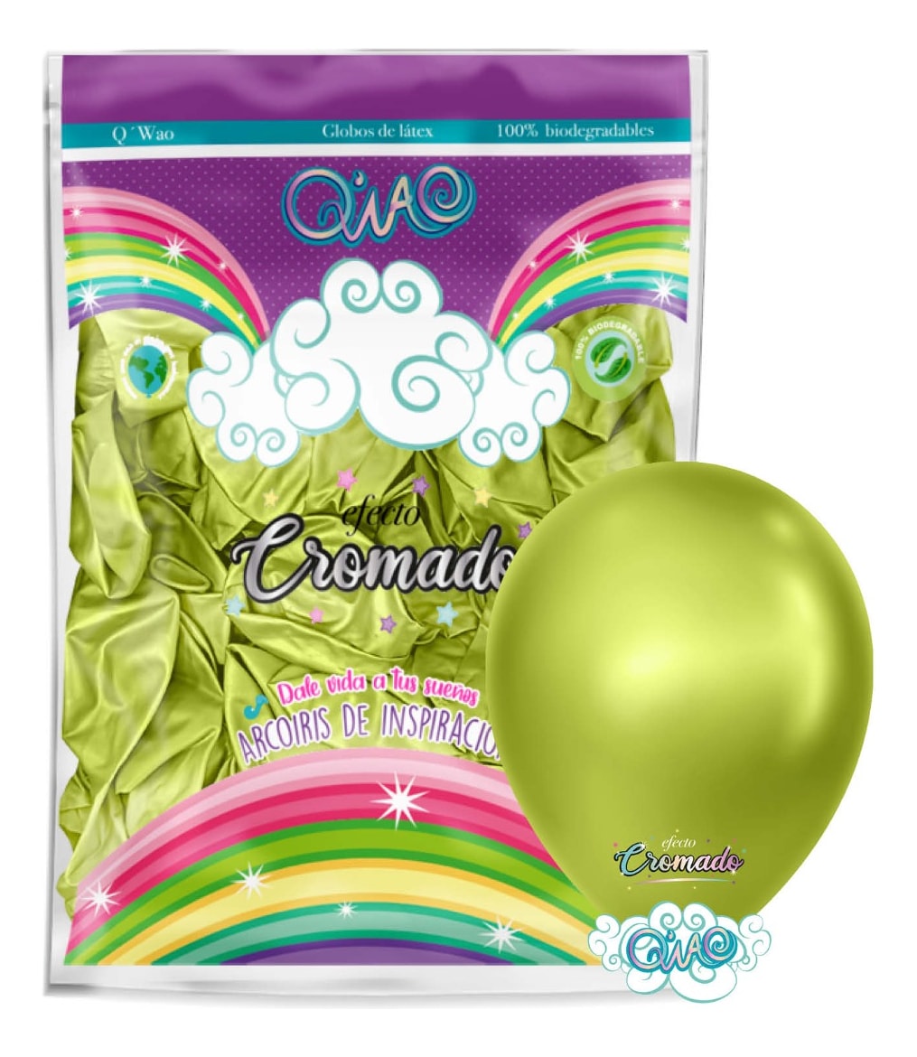 50 Globos Latex N12 Qwao Cromado 12 Pulgadas Verde Claro $774