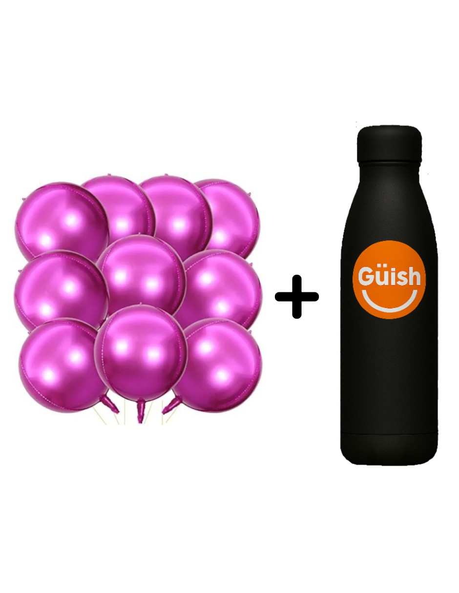 Foto 1 | 12 Globos Rosa +  Gratis Termo Güish De Regalo