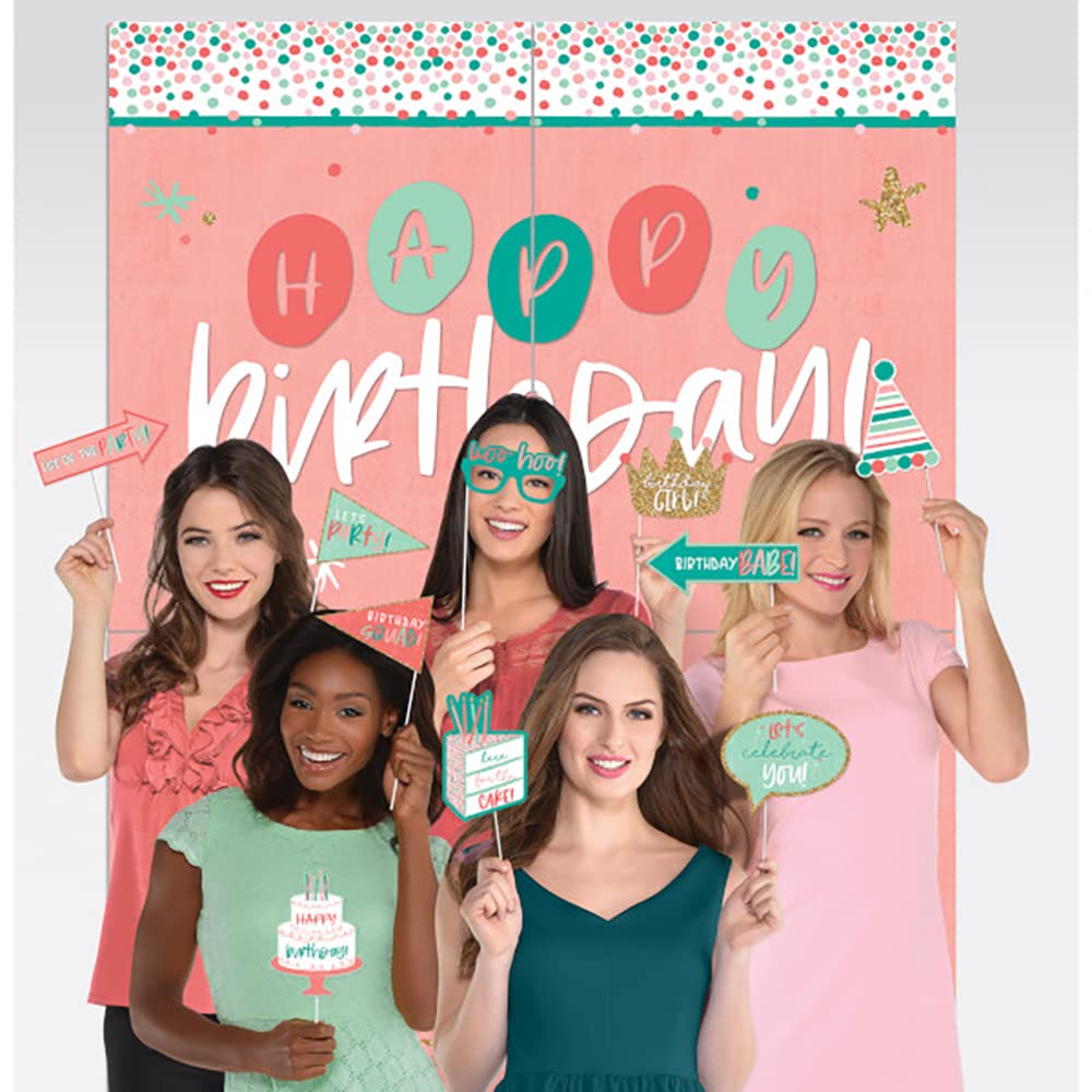 Foto 2 pulgar | Scene Setters Amscan Happy Cake Day, Rosa, Con 12 Accesorios Para Fotos - Venta Internacional.