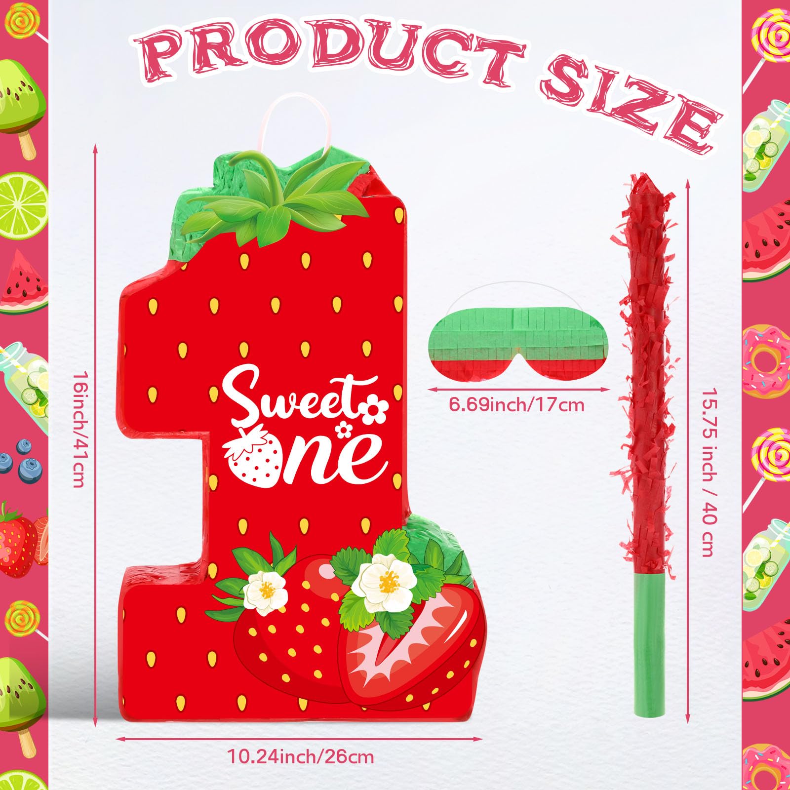 Foto 4 pulgar | Piñata Aoriher Strawberry, Tema De Bayas De Verano Para El Primer Cumpleaños - Venta Internacional.
