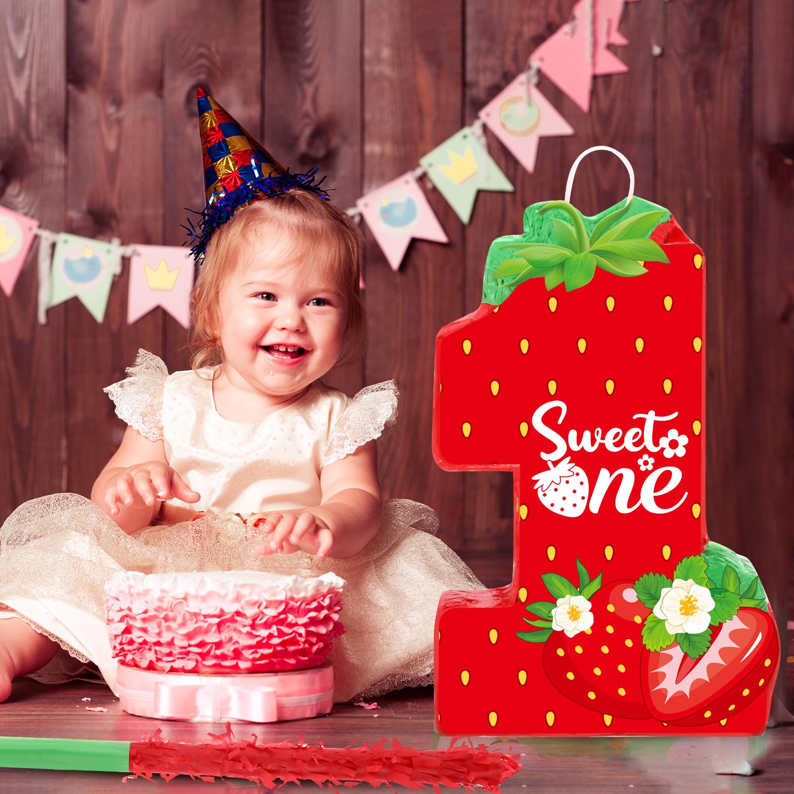 Foto 5 | Piñata Aoriher Strawberry, Tema De Bayas De Verano Para El Primer Cumpleaños - Venta Internacional.