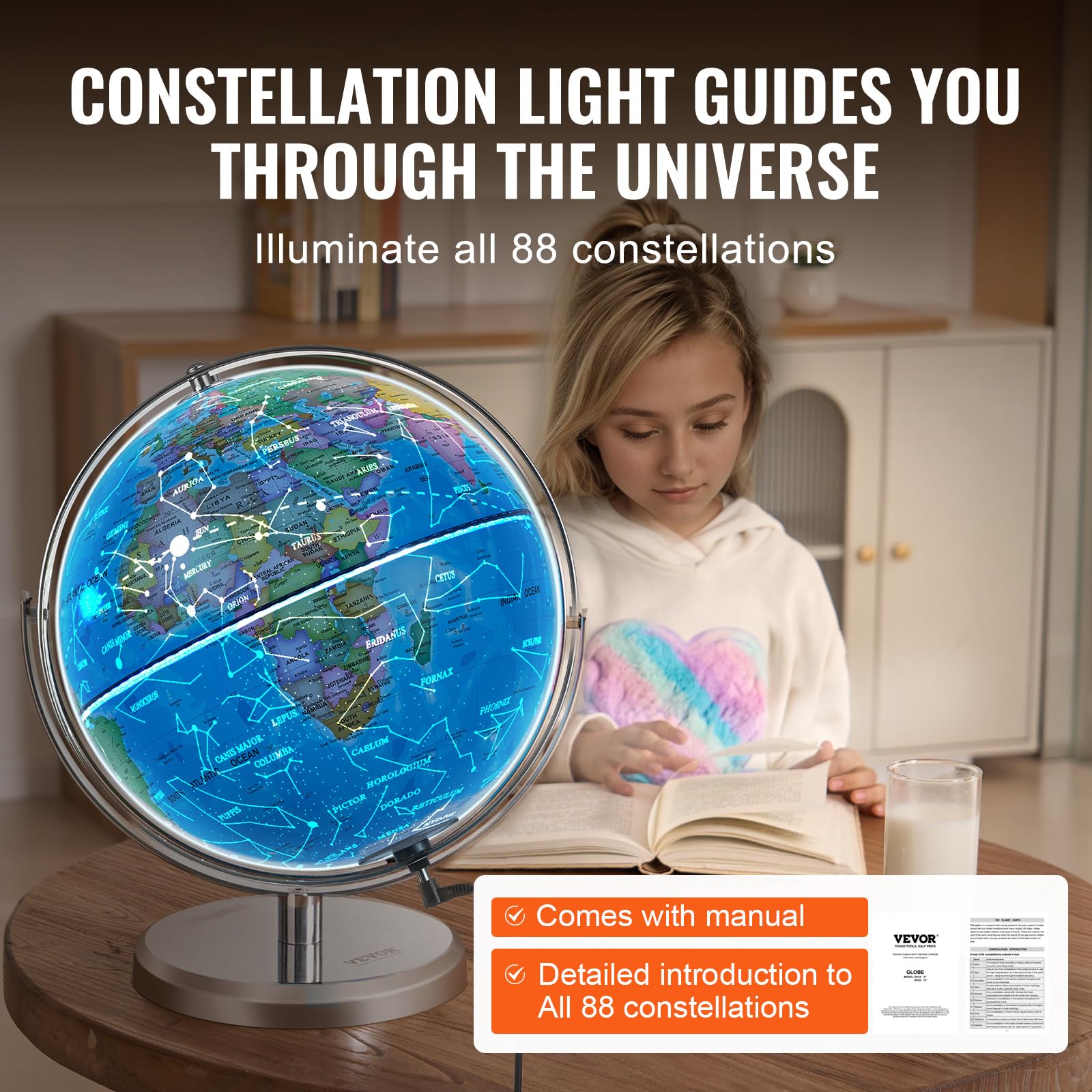 Foto 4 pulgar | World Globe Vevor Iluminado De 13 Pulgadas Con Soporte Y Luz Led - Venta Internacional.