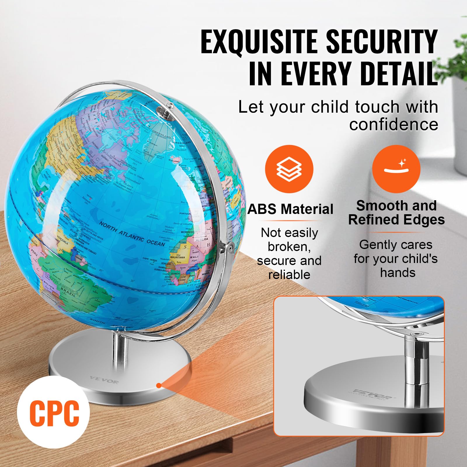 Foto 5 | World Globe Vevor Iluminado De 13 Pulgadas Con Soporte Y Luz Led - Venta Internacional.