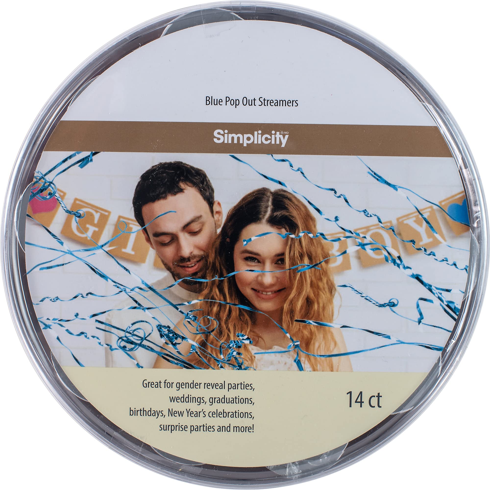 Lámina Azul Celebration Pop Out Streamers Simplicity, 14 Unidades - Venta Internacional.