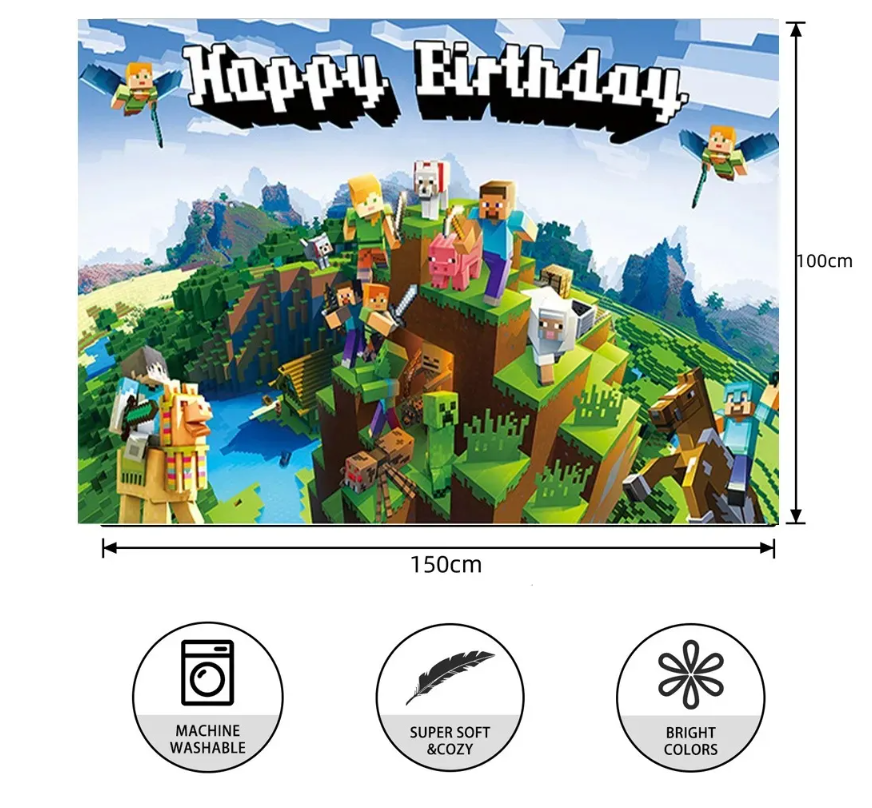 Foto 4 pulgar | Minecraft Kit Paquete Decoracion Xtellar Fiesta Cumpleaños 37pcs