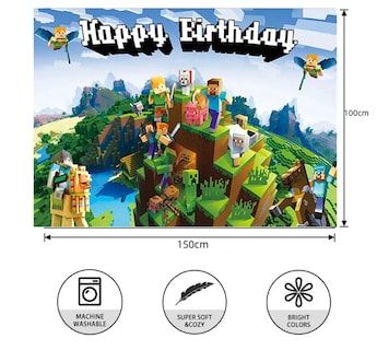 Foto 3 | Minecraft Kit Paquete Decoracion Xtellar Fiesta Cumpleaños 37pcs