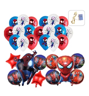 Foto 1 | Kit 29 Globos Xtellar Para Spiderman Decoracion De Cumpleaños +luces