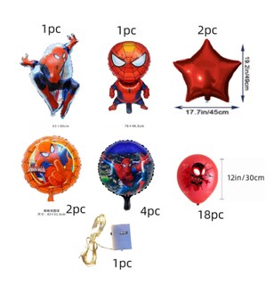 Foto 2 | Kit 29 Globos Xtellar Para Spiderman Decoracion De Cumpleaños +luces