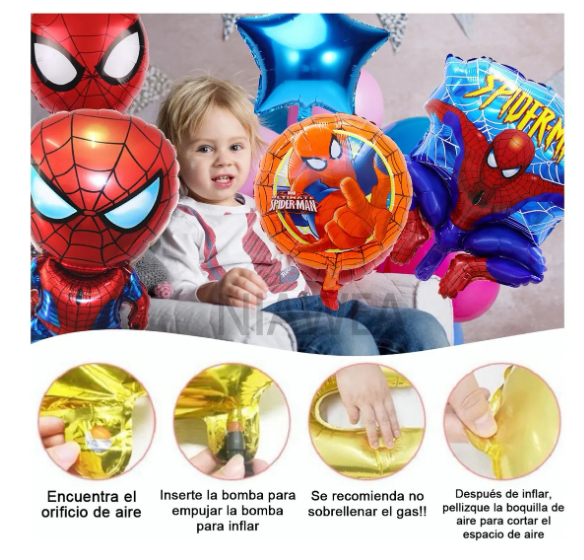 Foto 4 pulgar | Kit 29 Globos Xtellar Para Spiderman Decoracion De Cumpleaños +luces