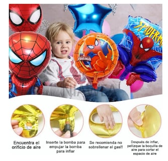 Foto 3 | Kit 29 Globos Xtellar Para Spiderman Decoracion De Cumpleaños +luces