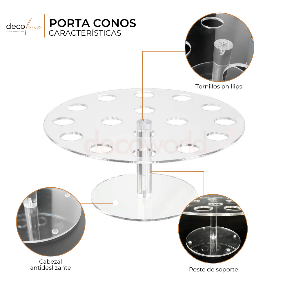 Foto 4 pulgar | Porta Conos Acrílicos Para Mesas De Dulces