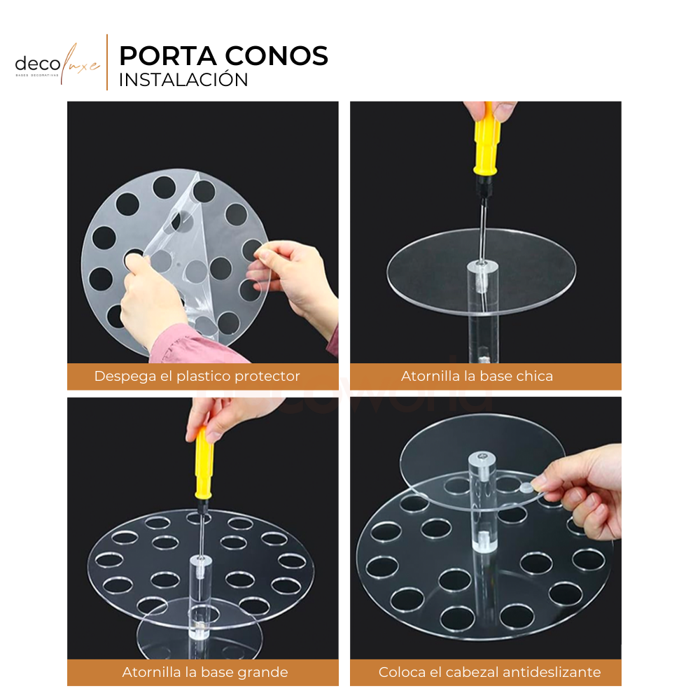 Foto 5 pulgar | Porta Conos Acrílicos Para Mesas De Dulces