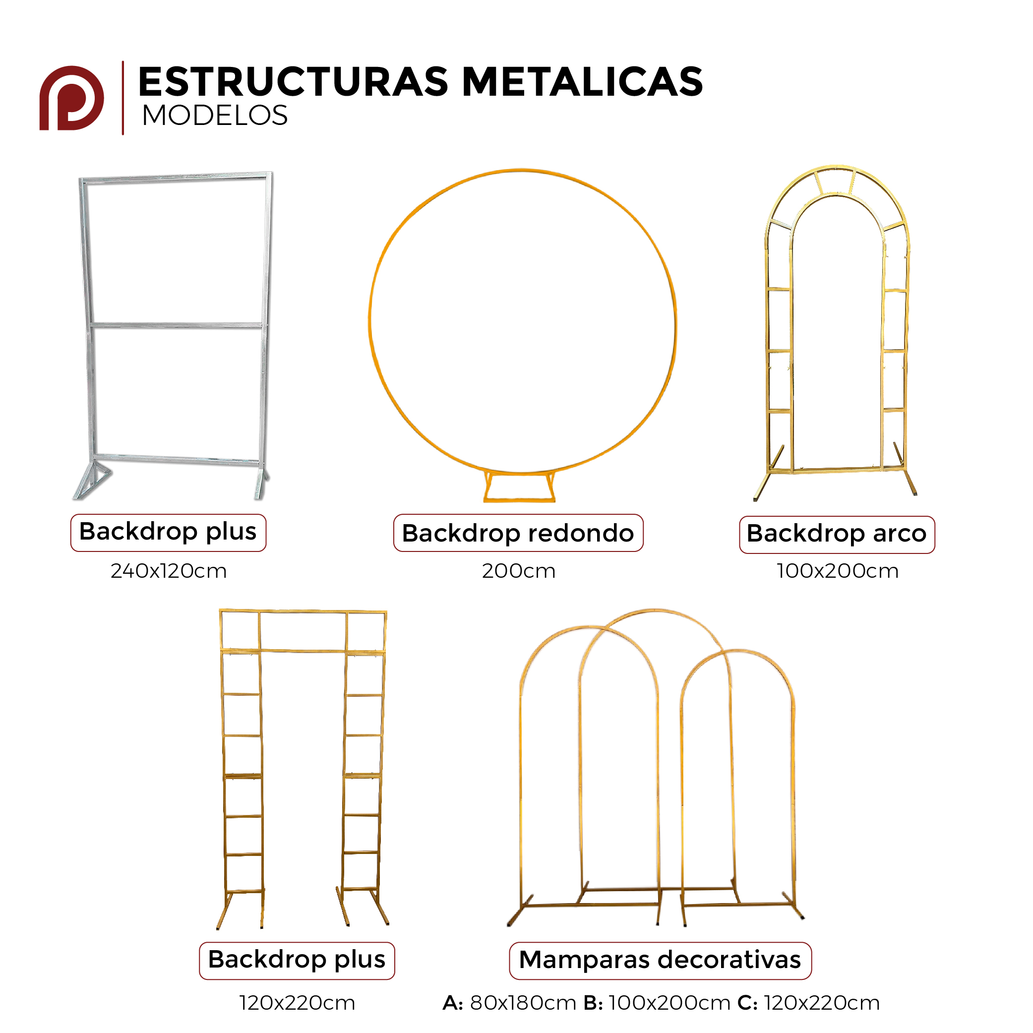 Foto 7 pulgar | Backdrop Estructura para Decoración Cuadrado de Metal Dorado