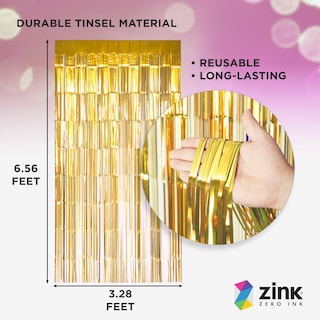 Foto 2 | Cortinas Decorativas Zink Doradas 1 x 2 m-Venta Internacional