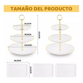 Foto 2 | Kit Para Base Para Cupcake Y Postre Mesa De Dulce Exhibidores, Belug Blanco Dorado 2 Pzs