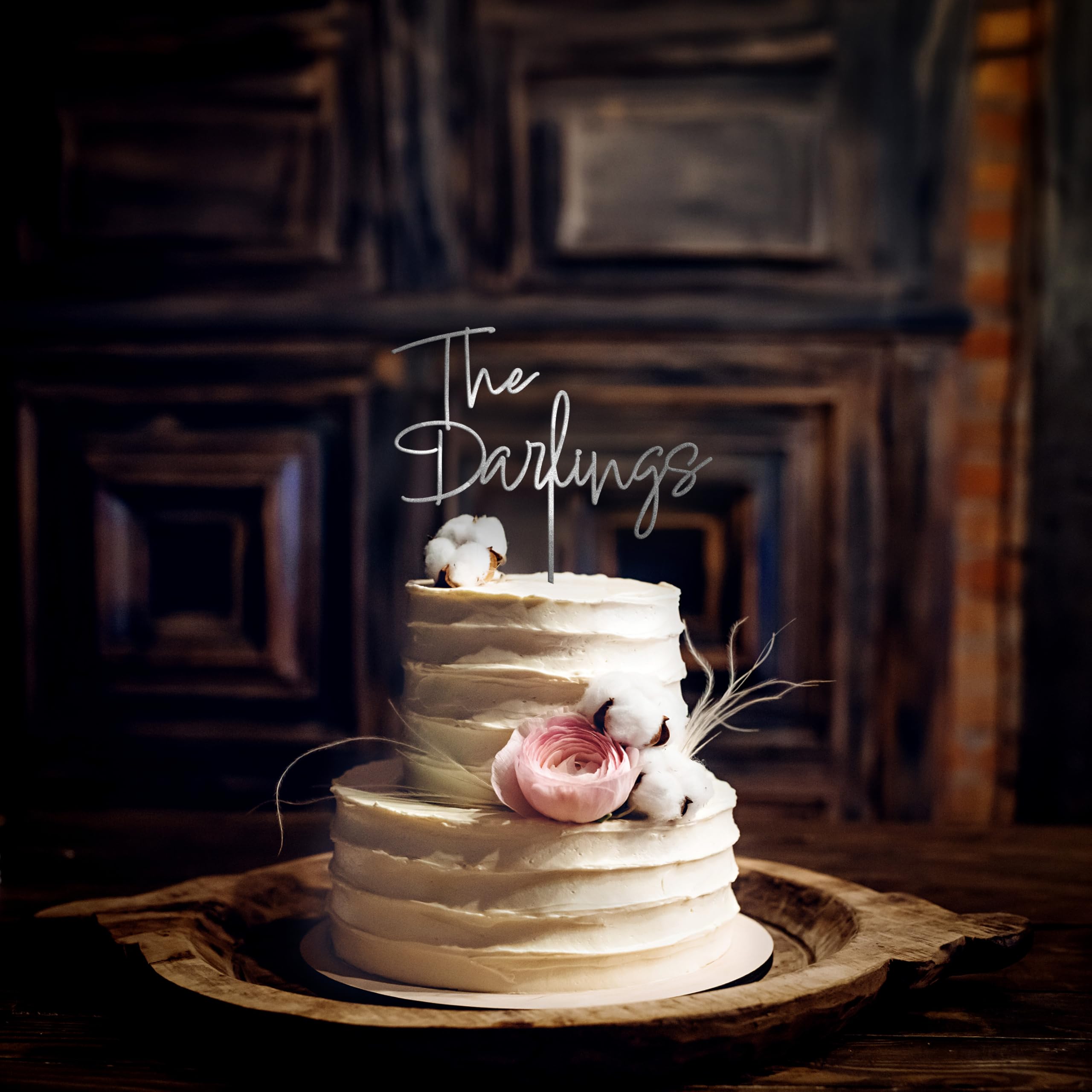 Foto 3 pulgar | Decoración De Tarta Rústica Personalizada Para Tartas De Boda De Madera - Venta Internacional.