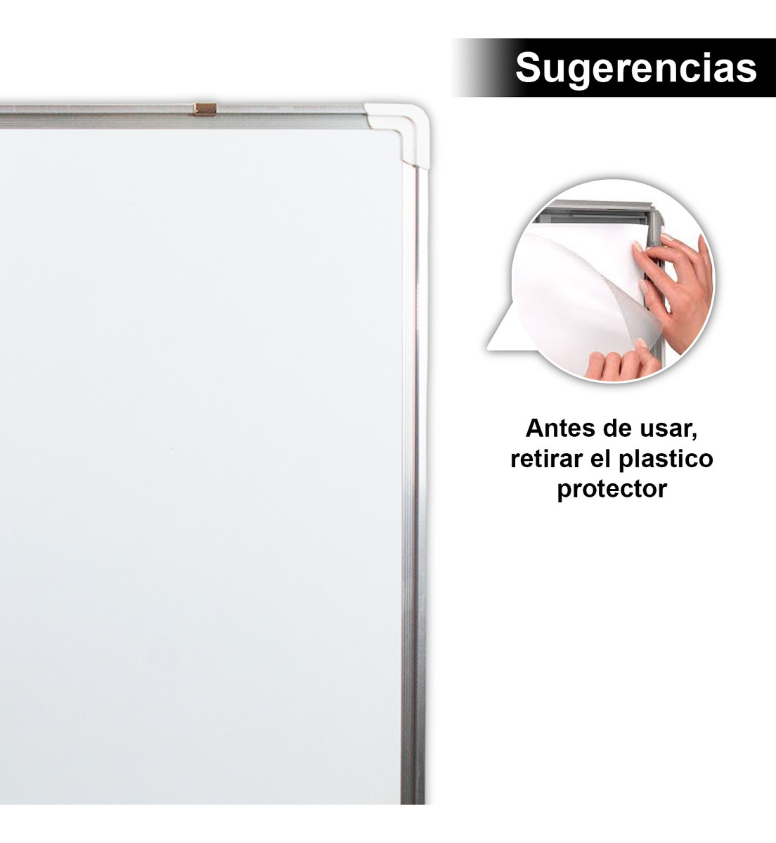 Foto 4 | Jauz Improvement Pizarron Color Blanco Magnetico Reforzado 60x90cm Calidad Oficina Espesor 17mm (Mod.J0204)