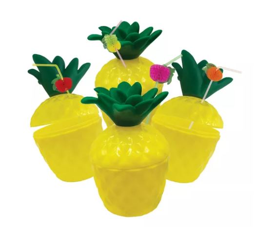 Vasos con Popote Wünd Amarillos con Forma de Piña 4 Unidades $657