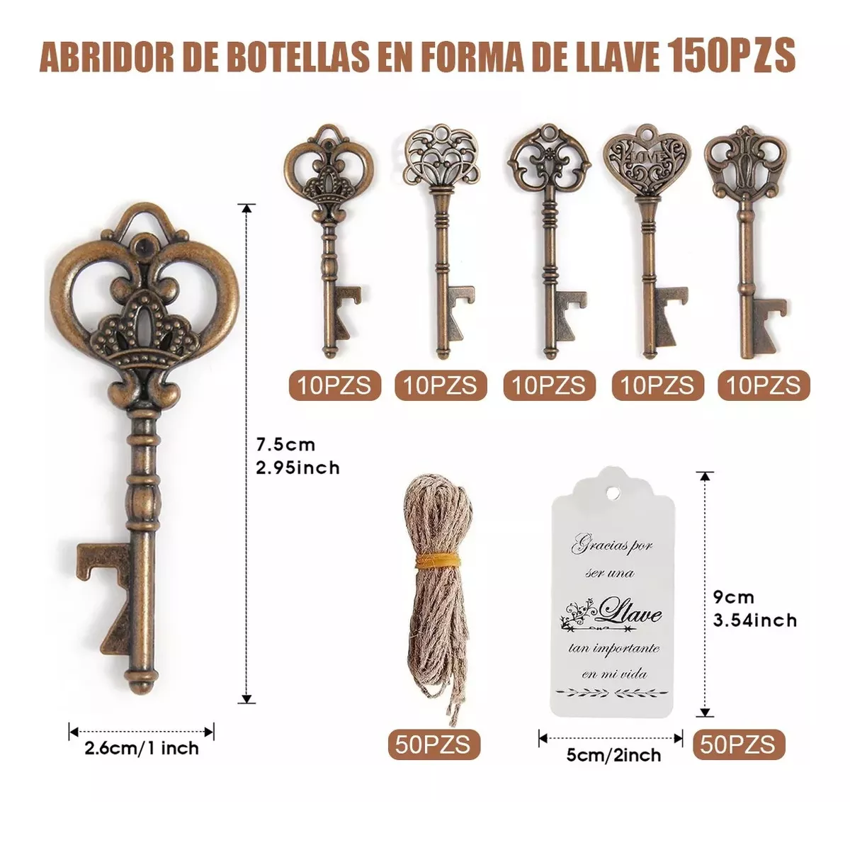Foto 2 | Destapador de Llave Vintage para Regalo Fiestas Boda Eo Safe Imports Esi-18143 Multicolor