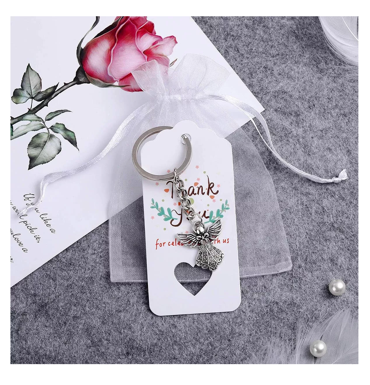 Foto 4 pulgar | Llaveros De Ángel Para Bautizo Regalo De Baby Shower 30 Pcs Plata