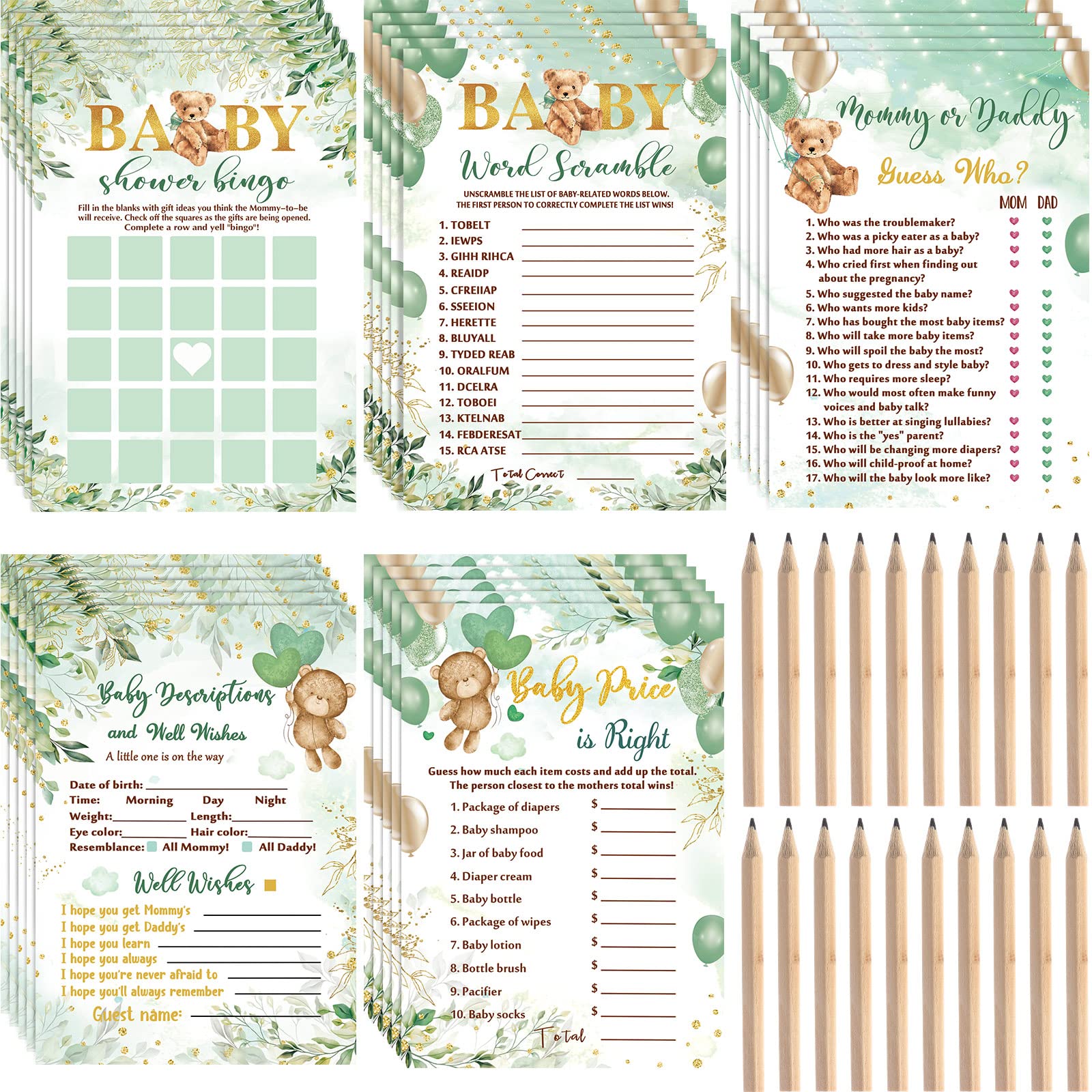 Foto 1 | Juegos de Baby Shower Gersoniel Bear 125 Unidades - Venta Internacional