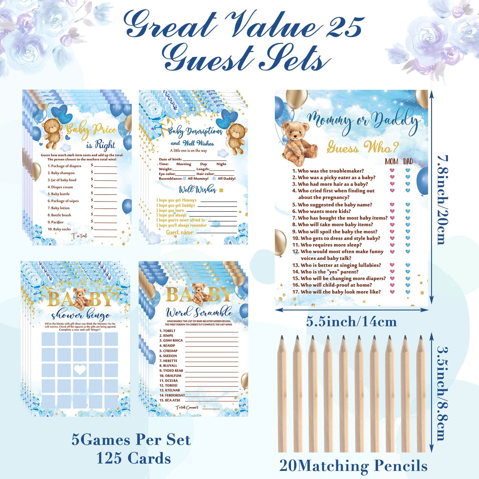 Foto 2 | Juegos de Baby Shower Gersoniel Bear 125 Unidades - Venta Internacional