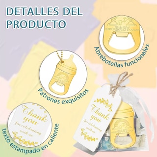 Foto 3 | Regalo de Baby Shower Llaveros Chupete Saca Corchos Dorados 20 Piezas