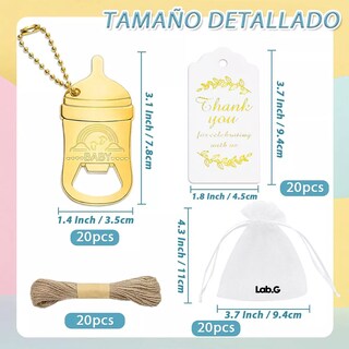 Foto 5 | Regalo de Baby Shower Llaveros Chupete Saca Corchos Dorados 20 Piezas