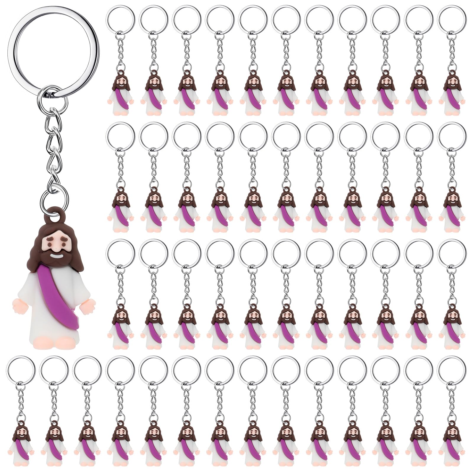 Foto 2 pulgar | Llavero Con Figura De Jesús De Sumind, 48 Unidades, Goma Religiosa - Venta Internacional.