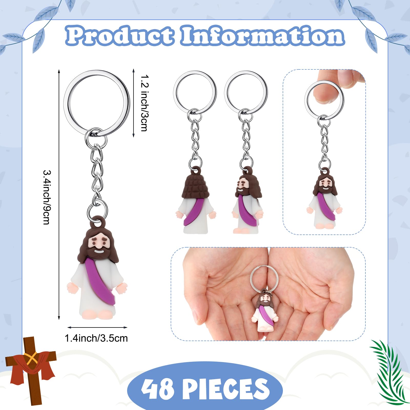 Foto 3 pulgar | Llavero Con Figura De Jesús De Sumind, 48 Unidades, Goma Religiosa - Venta Internacional.