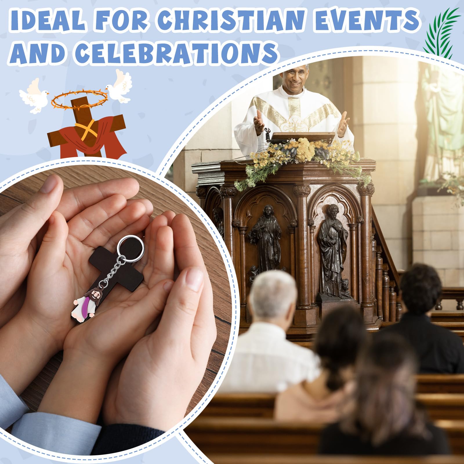 Foto 4 pulgar | Llavero Con Figura De Jesús De Sumind, 48 Unidades, Goma Religiosa - Venta Internacional.