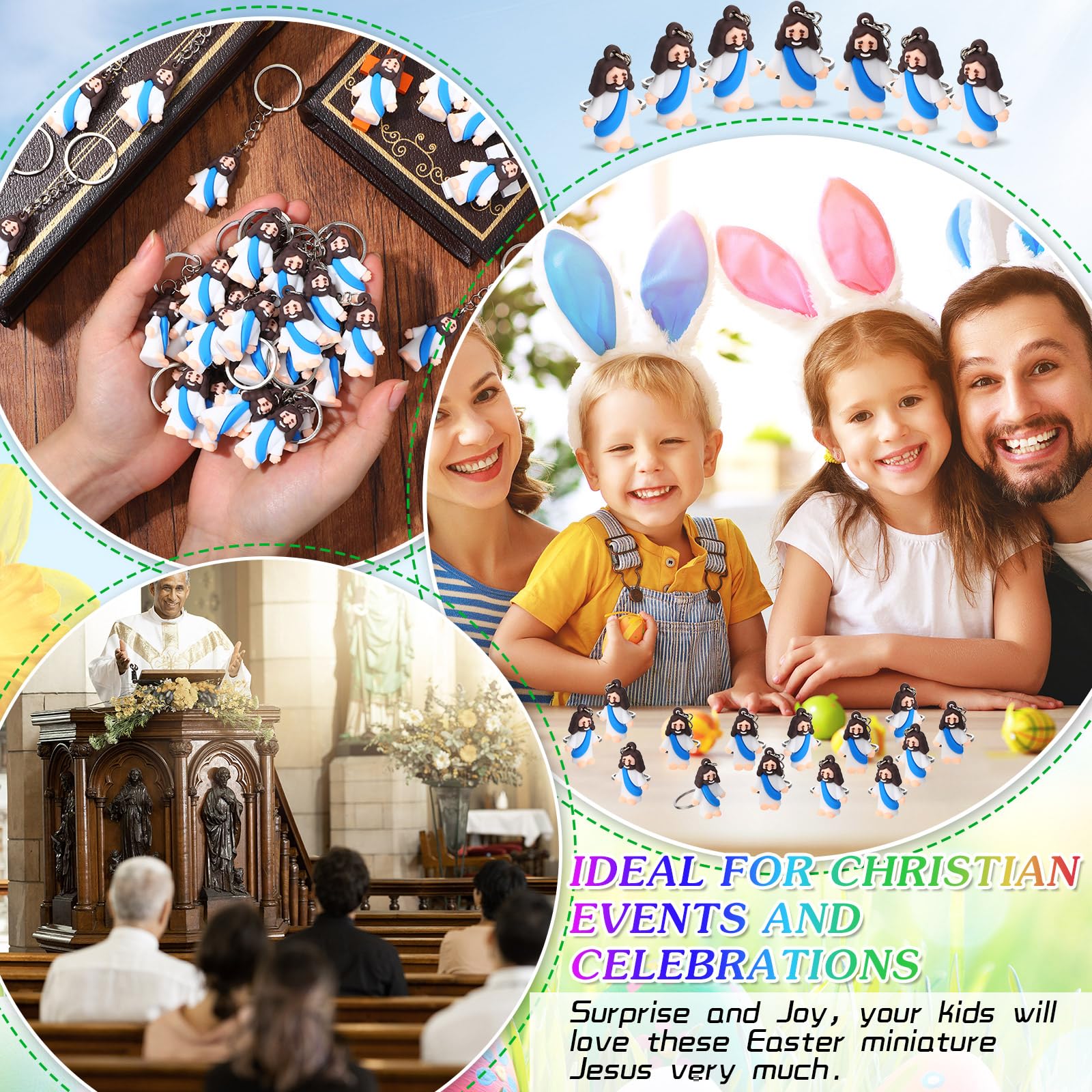 Foto 4 pulgar | Llavero Con Figura De Jesús De Sumind, 48 Unidades, Goma Religiosa, Color Azul - Venta Internacional.