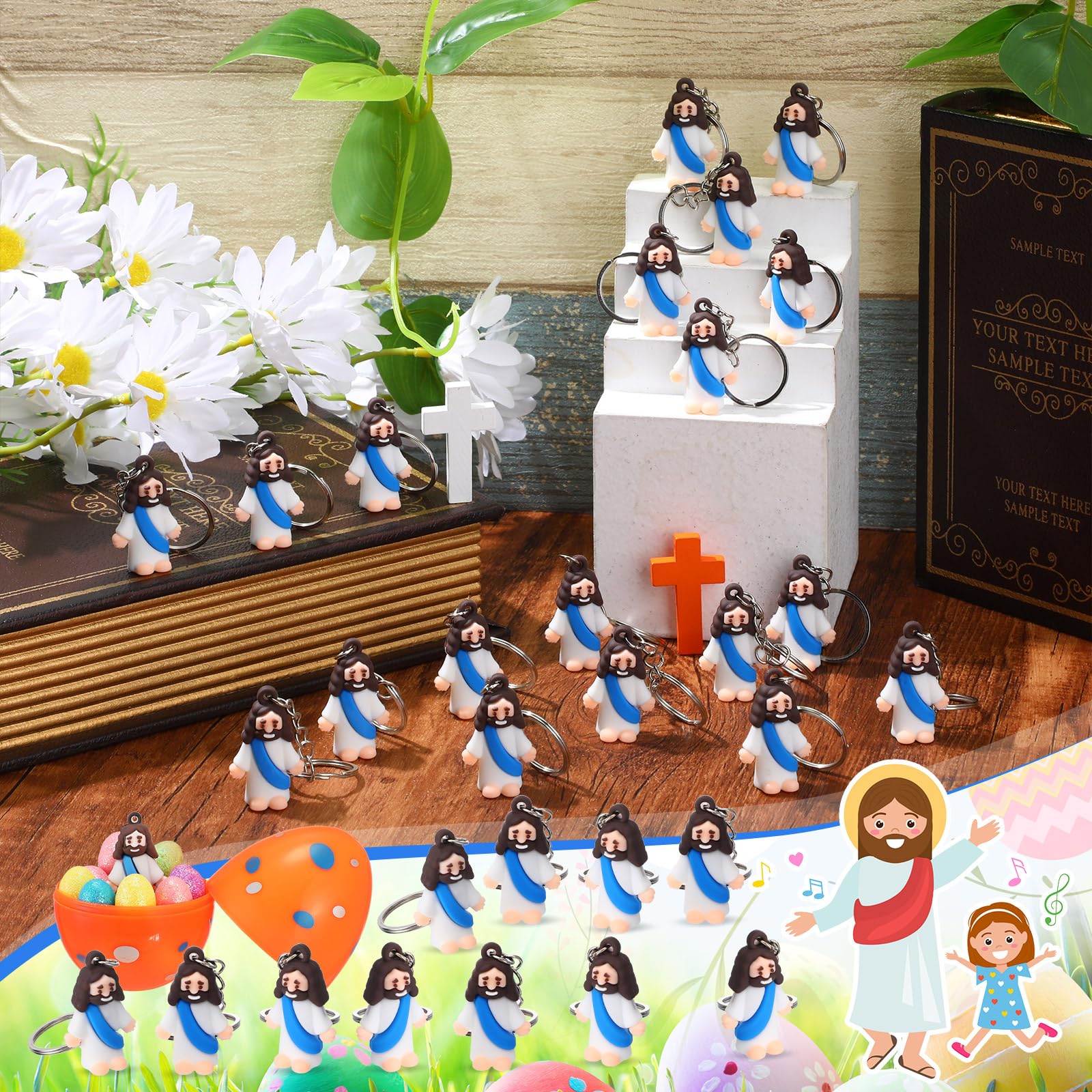 Foto 5 pulgar | Llavero Con Figura De Jesús De Sumind, 48 Unidades, Goma Religiosa, Color Azul - Venta Internacional.
