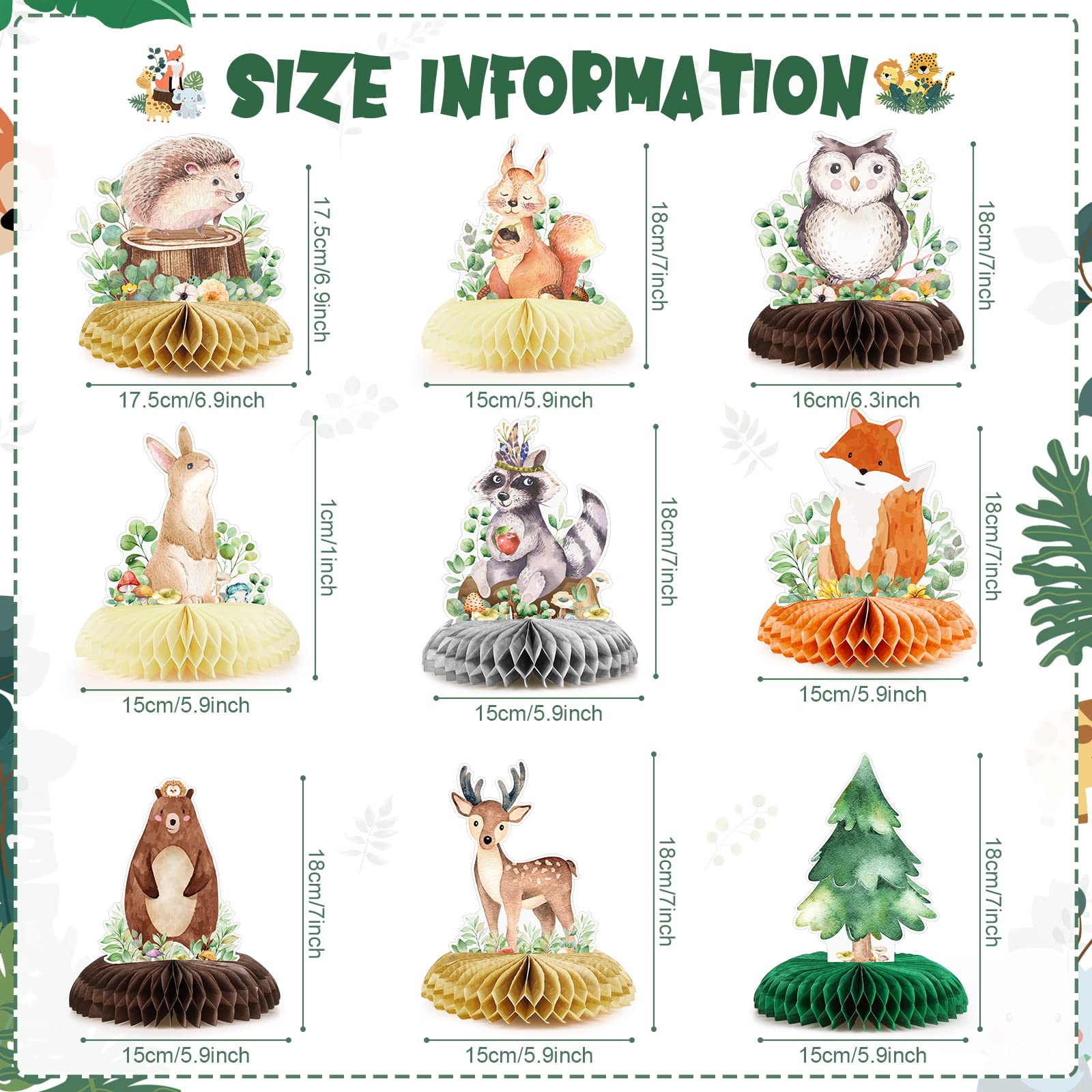 Foto 2 | Centro De Mesa 3d Con Forma De Panal De Abeja Woodland Animals - Venta Internacional.