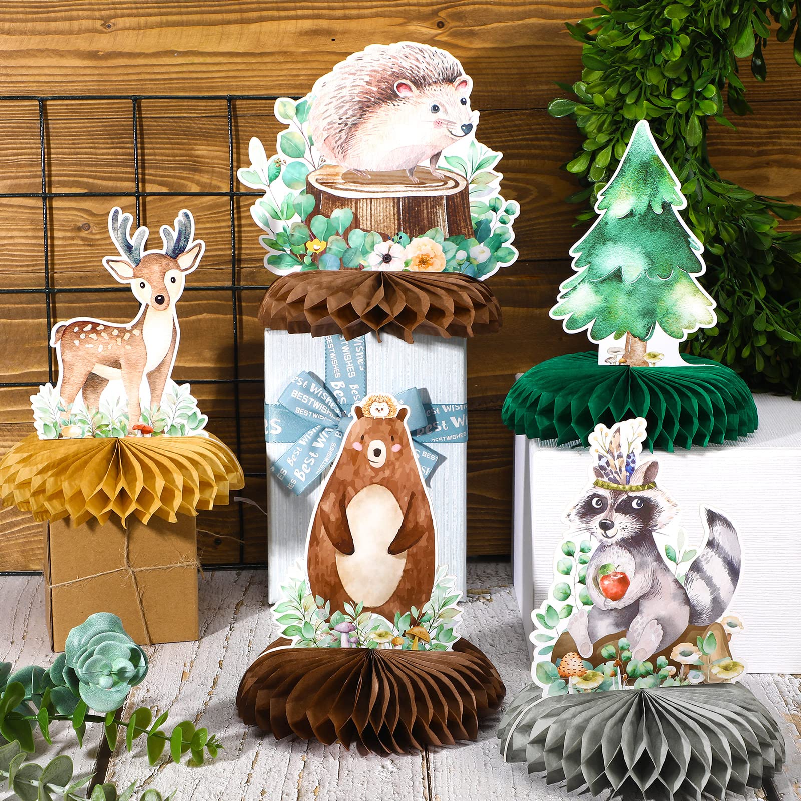Foto 7 pulgar | Centro De Mesa 3d Con Forma De Panal De Abeja Woodland Animals - Venta Internacional.