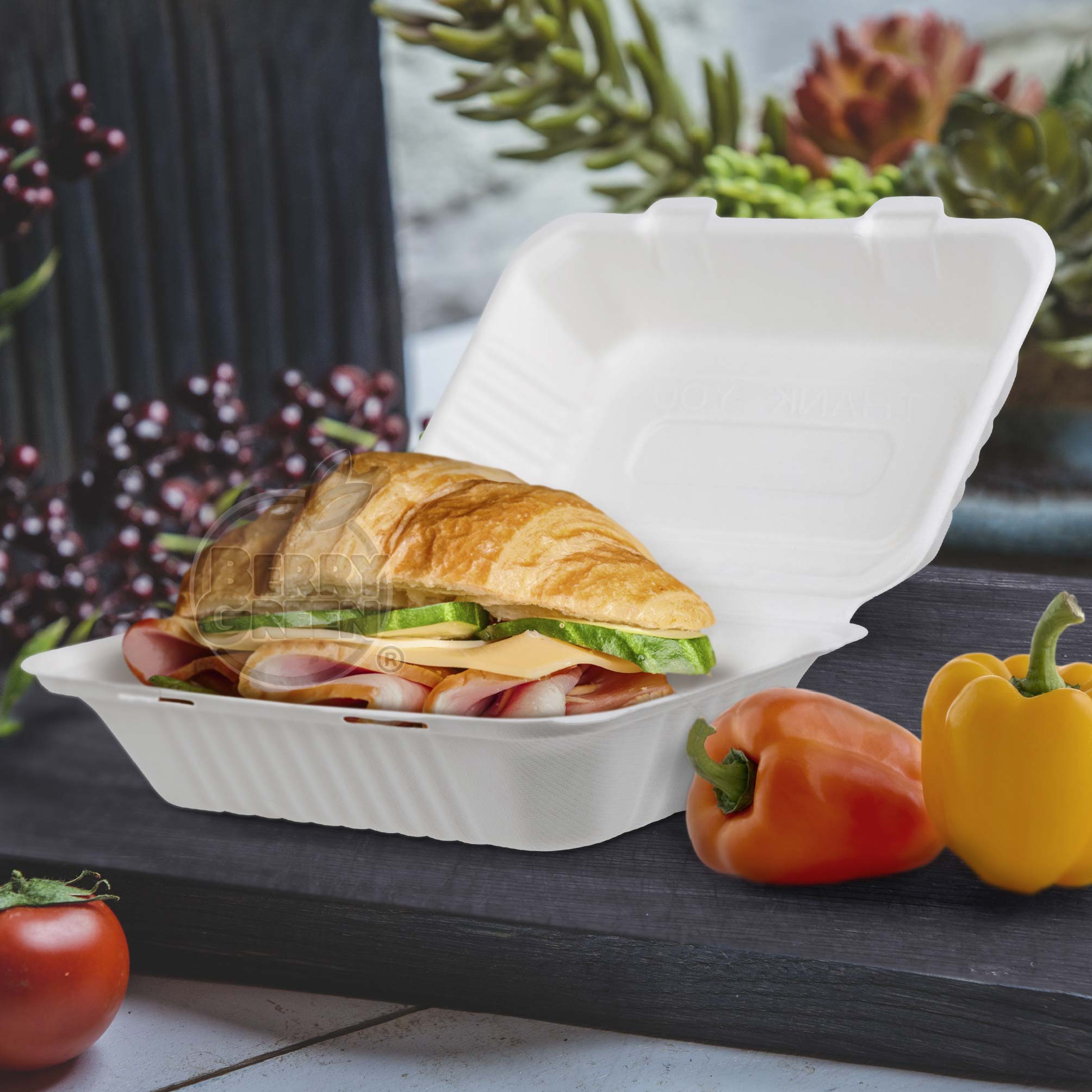 Foto 3 | Berry Green 50 Contenedores Compostables Grandes Para Alimentos, Material De Alta Calidad, Resistente A Los Liquidos