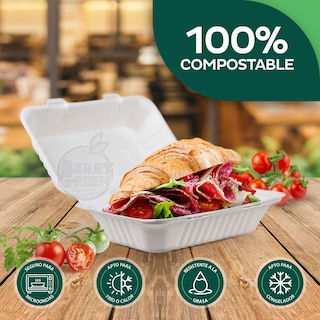 Foto 5 | Berry Green 50 Contenedores Compostables Grandes Para Alimentos, Material De Alta Calidad, Resistente A Los Liquidos