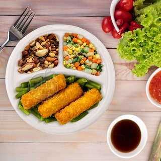 Foto 6 | Berry Green 125 Platos Grandes Con Divisiones, 100% Compostables, Material De Alta Calidad, Resistentes A Los Liquidos