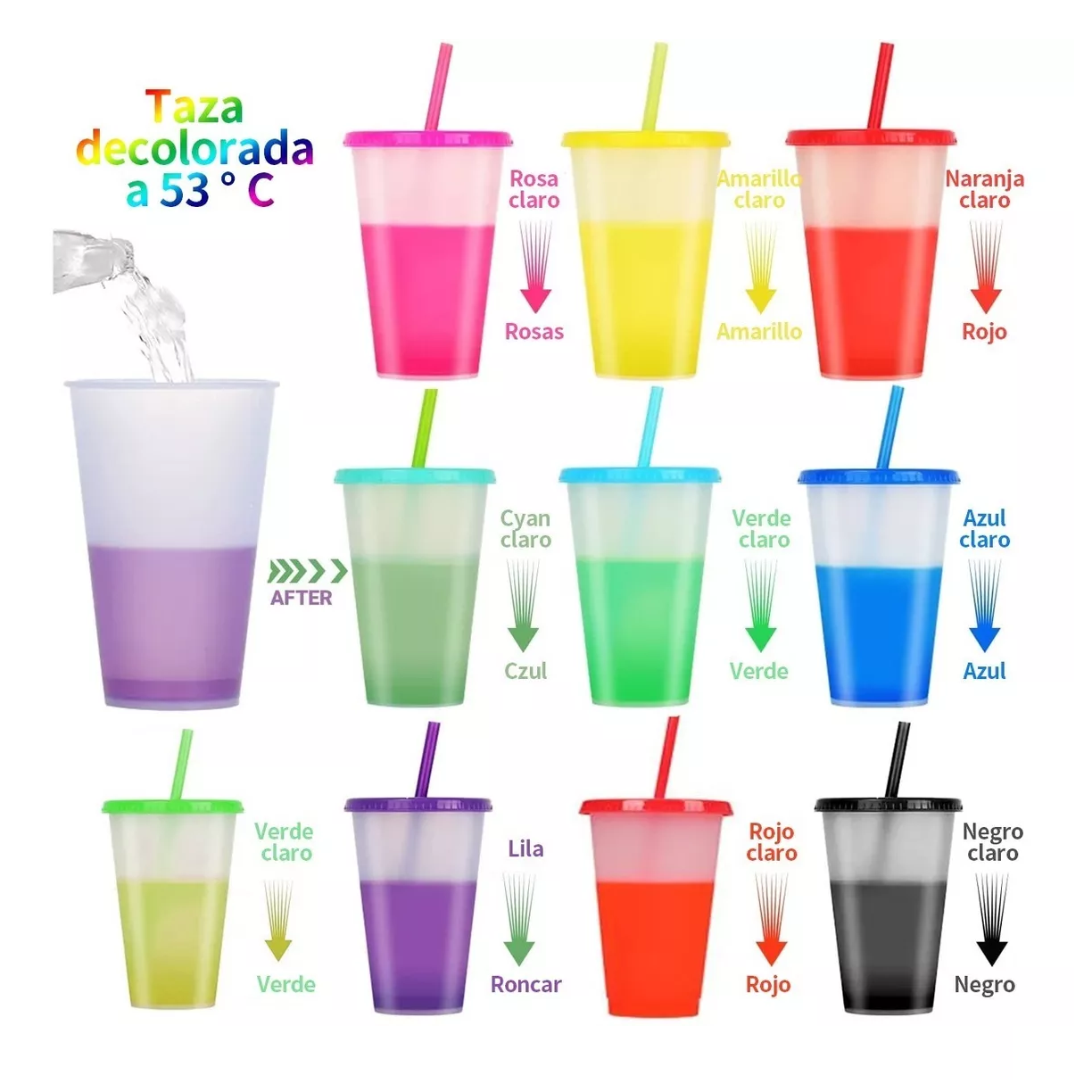 Foto 3 | Vasos Mágicos Belug de 700 ml que Cambian de Color 10 Piezas